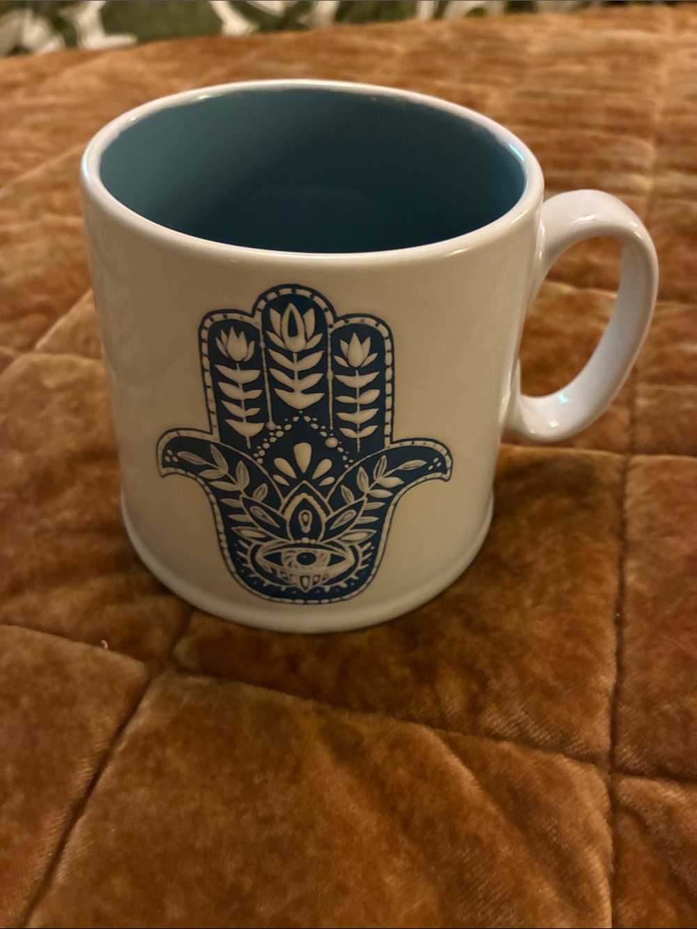Large Blue Hamsa Ceramic Coffee Mug